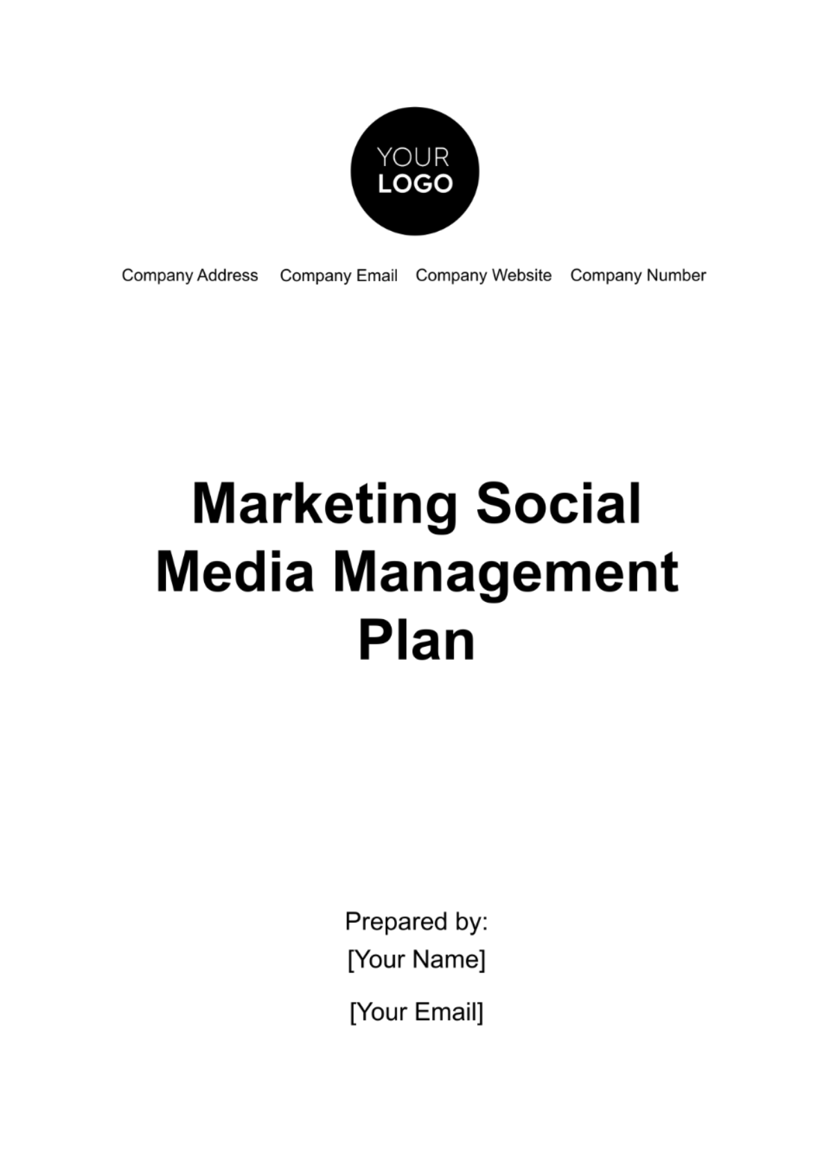 Marketing Social Media Management Plan Template - Edit Online & Download