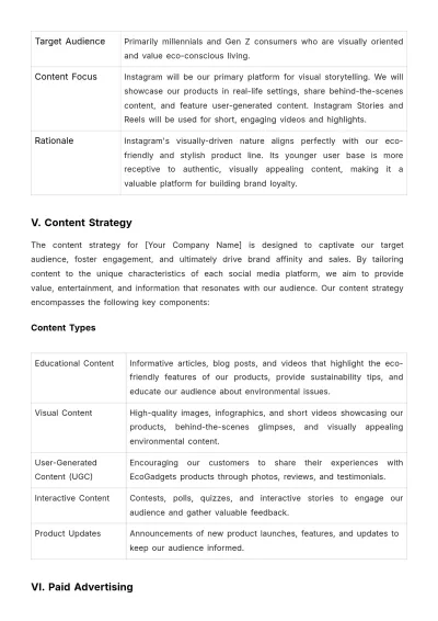 Free Marketing Social Media Management Plan Template to Edit Online