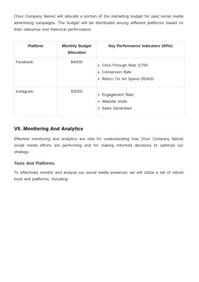 Free Marketing Social Media Management Plan Template to Edit Online
