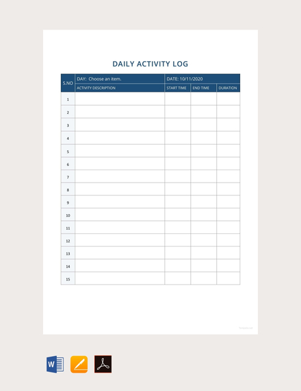 Daily Activity Report Template