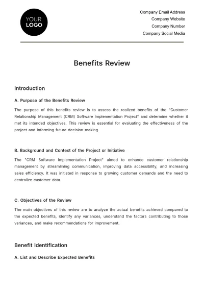 Free Benefits Review HR Template to Edit Online