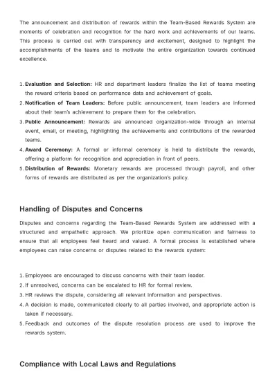 Free Team-Based Rewards System User Guide HR Template to Edit Online