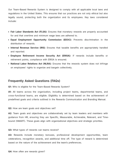 Free Team-Based Rewards System User Guide HR Template to Edit Online