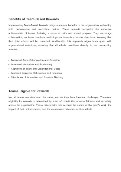 Free Team-Based Rewards System User Guide HR Template to Edit Online