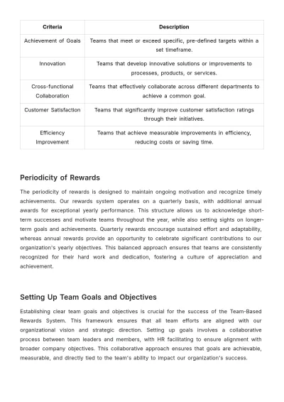 Free Team-Based Rewards System User Guide HR Template to Edit Online