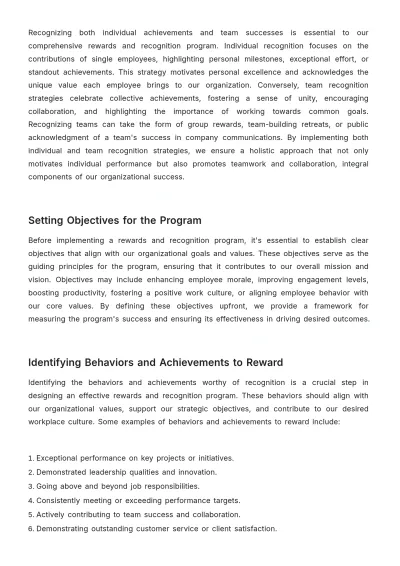 Free Rewards & Recognition Training Curriculum HR Template to Edit Online