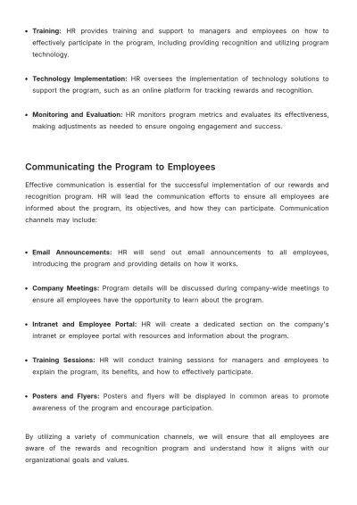 Free Rewards & Recognition Training Curriculum HR Template to Edit Online
