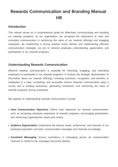 Free Rewards Communication and Branding Manual HR Template to Edit Online