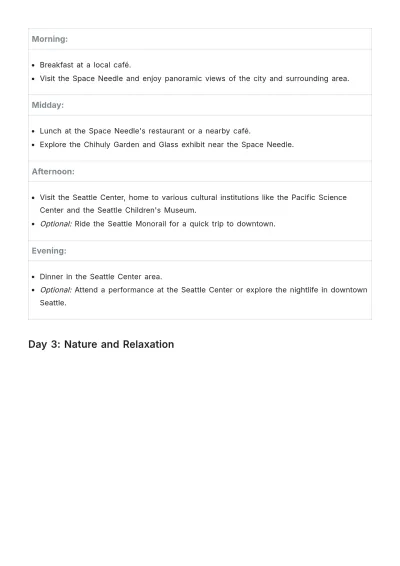 Free Seattle Itinerary Template to Edit Online