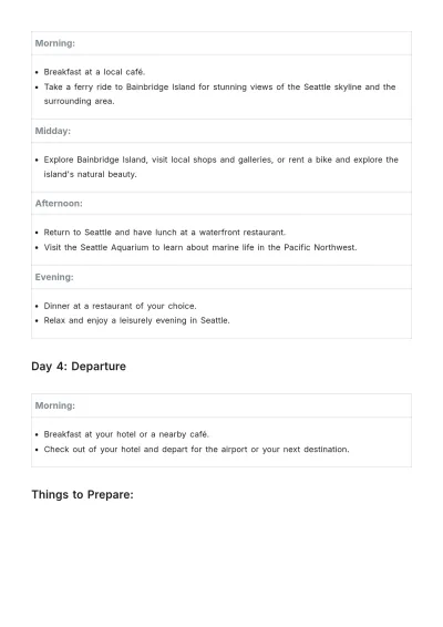 Free Seattle Itinerary Template to Edit Online