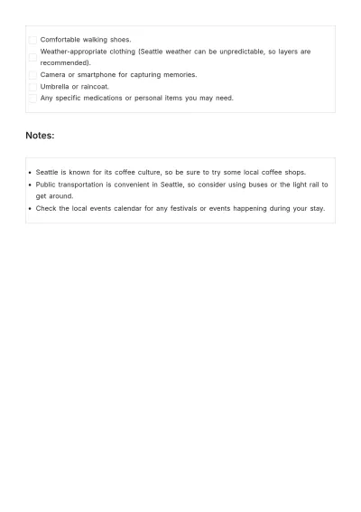 Free Seattle Itinerary Template to Edit Online