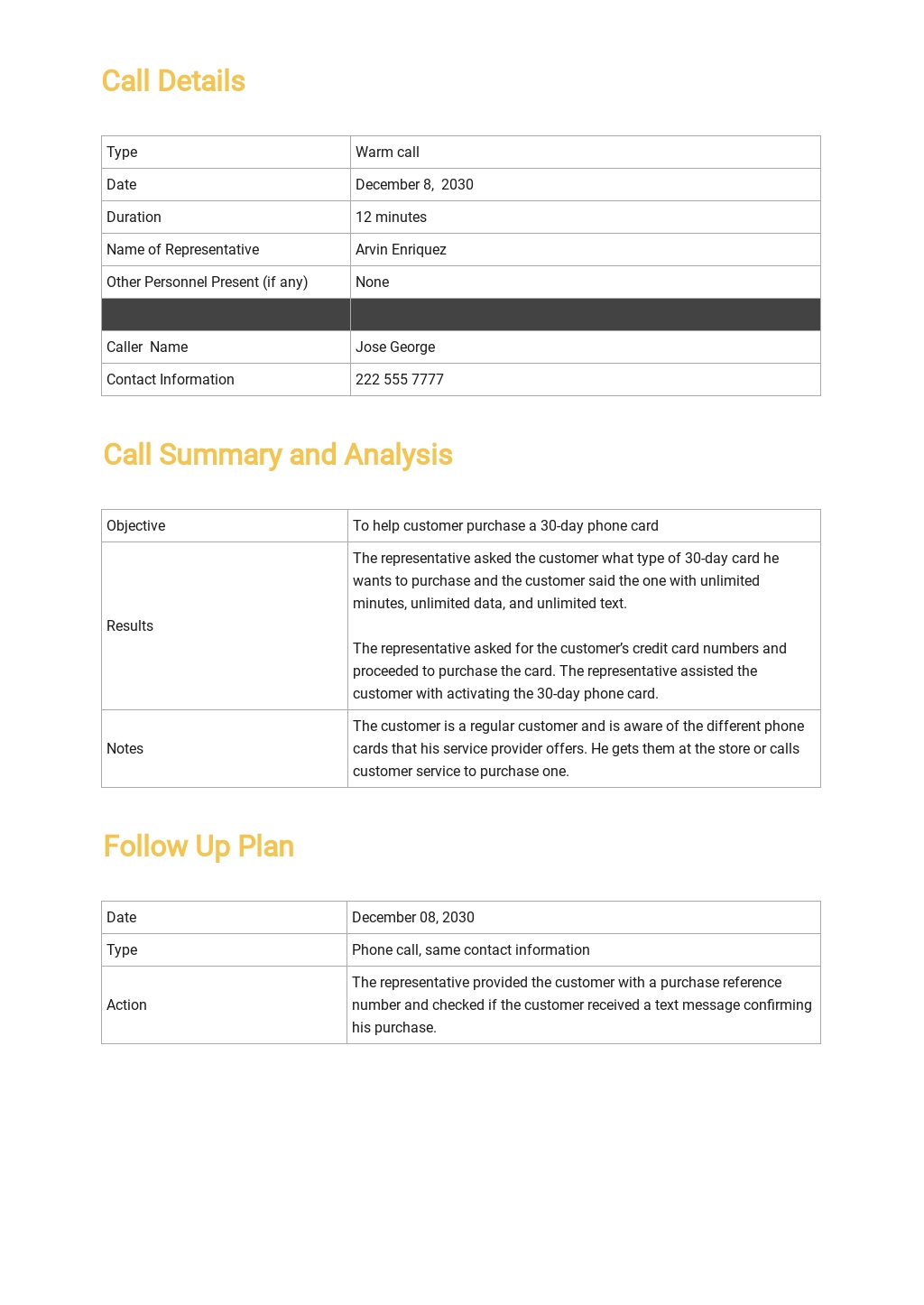 Daily Call Report Template [Free PDF] Google Docs, Word