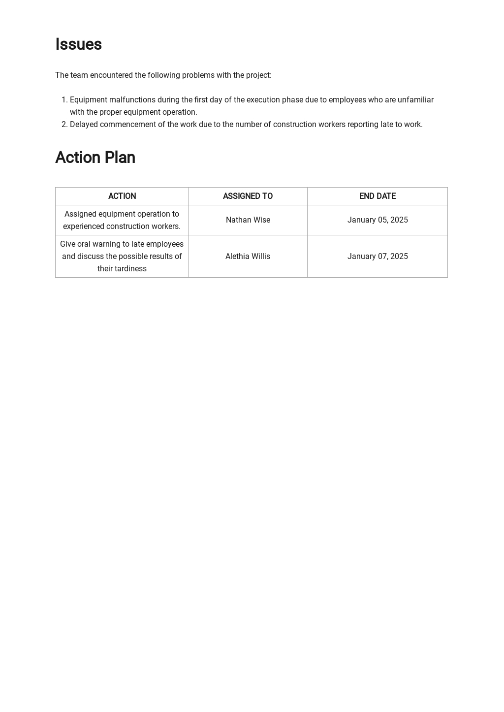 Daily Construction Report Template [Free PDF] - Word | Apple Pages ...