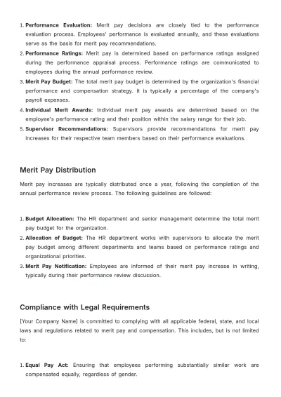 Free Merit Pay Compliance Document HR Template to Edit Online