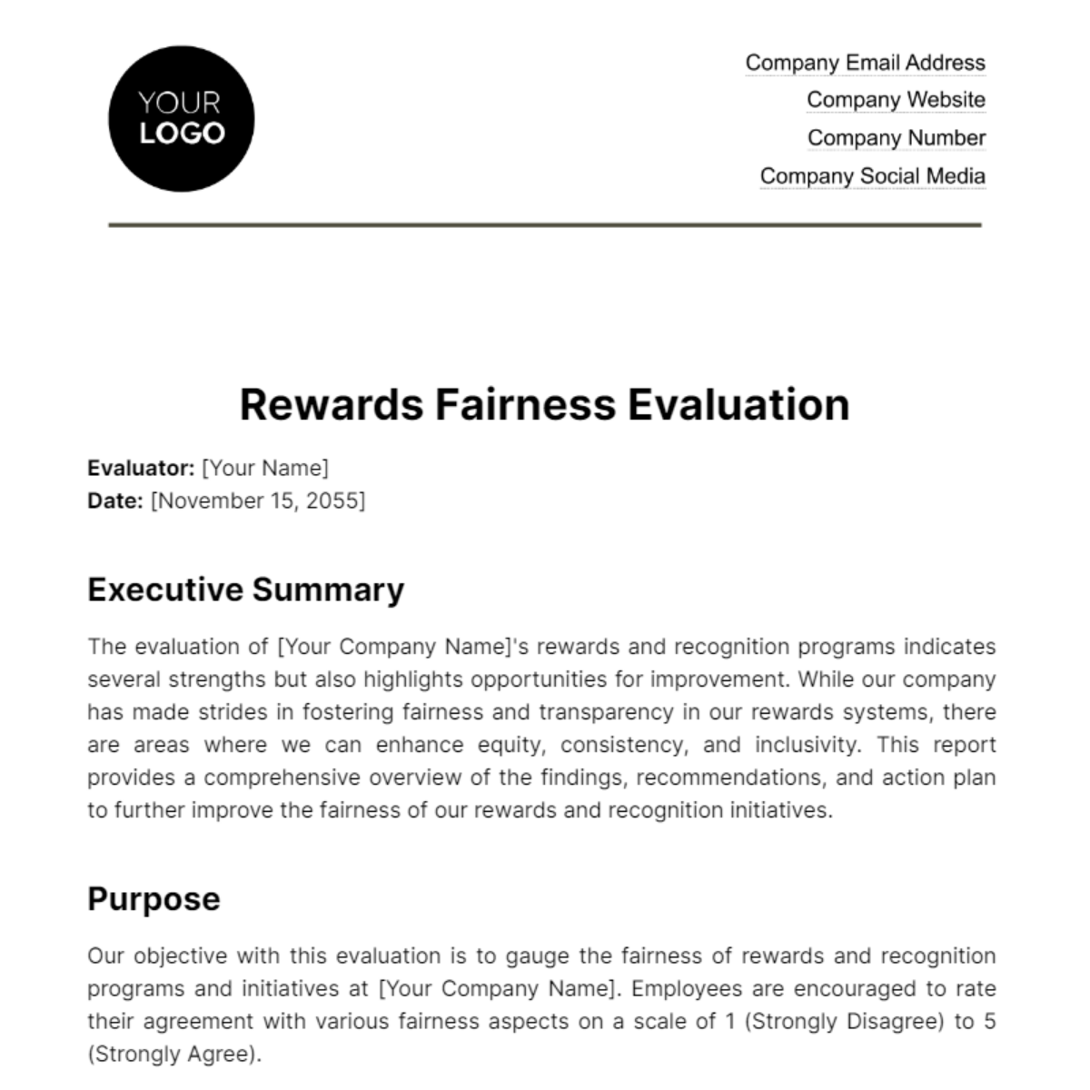 Rewards Fairness Evaluation HR Template