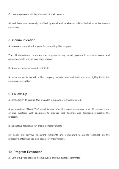 Free Long Service Award Outline HR Template to Edit Online
