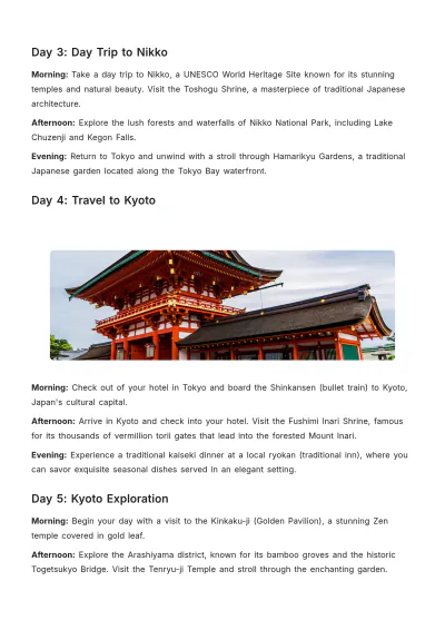 Free 7 Day Japan Itinerary Template to Edit Online