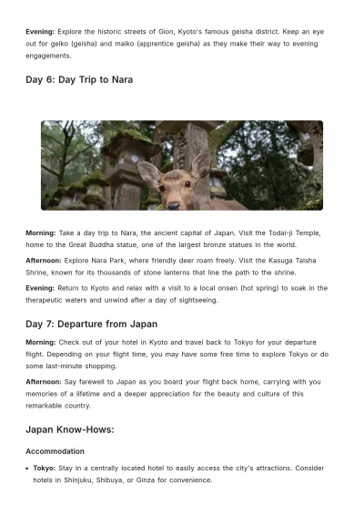 Free 7 Day Japan Itinerary Template to Edit Online