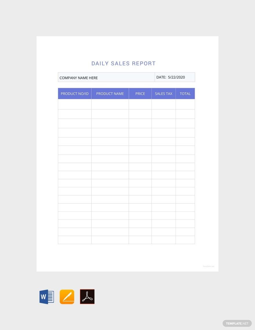 Sample Daily Sales Report Template