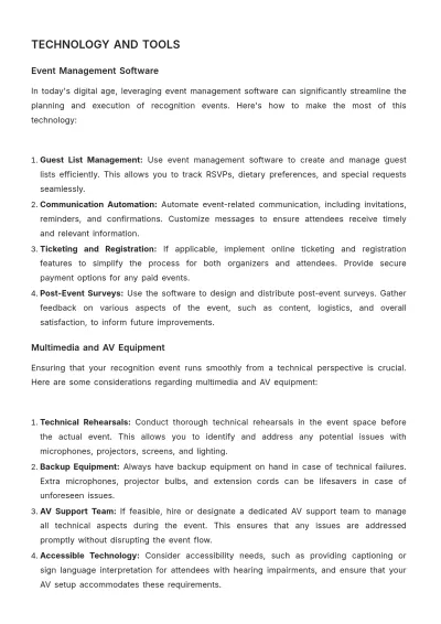 Free Recognition Event Management and Best Practices Guide HR Template to Edit Online