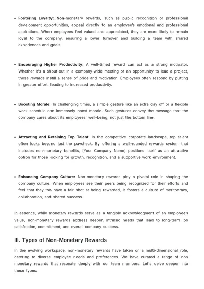 Free Best Practices Manual for Non-Monetary Rewards HR Template to Edit Online