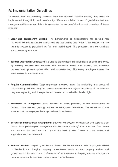 Free Best Practices Manual for Non-Monetary Rewards HR Template to Edit Online