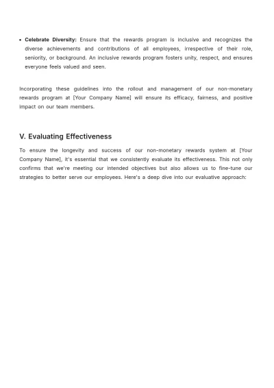 Free Best Practices Manual for Non-Monetary Rewards HR Template to Edit Online