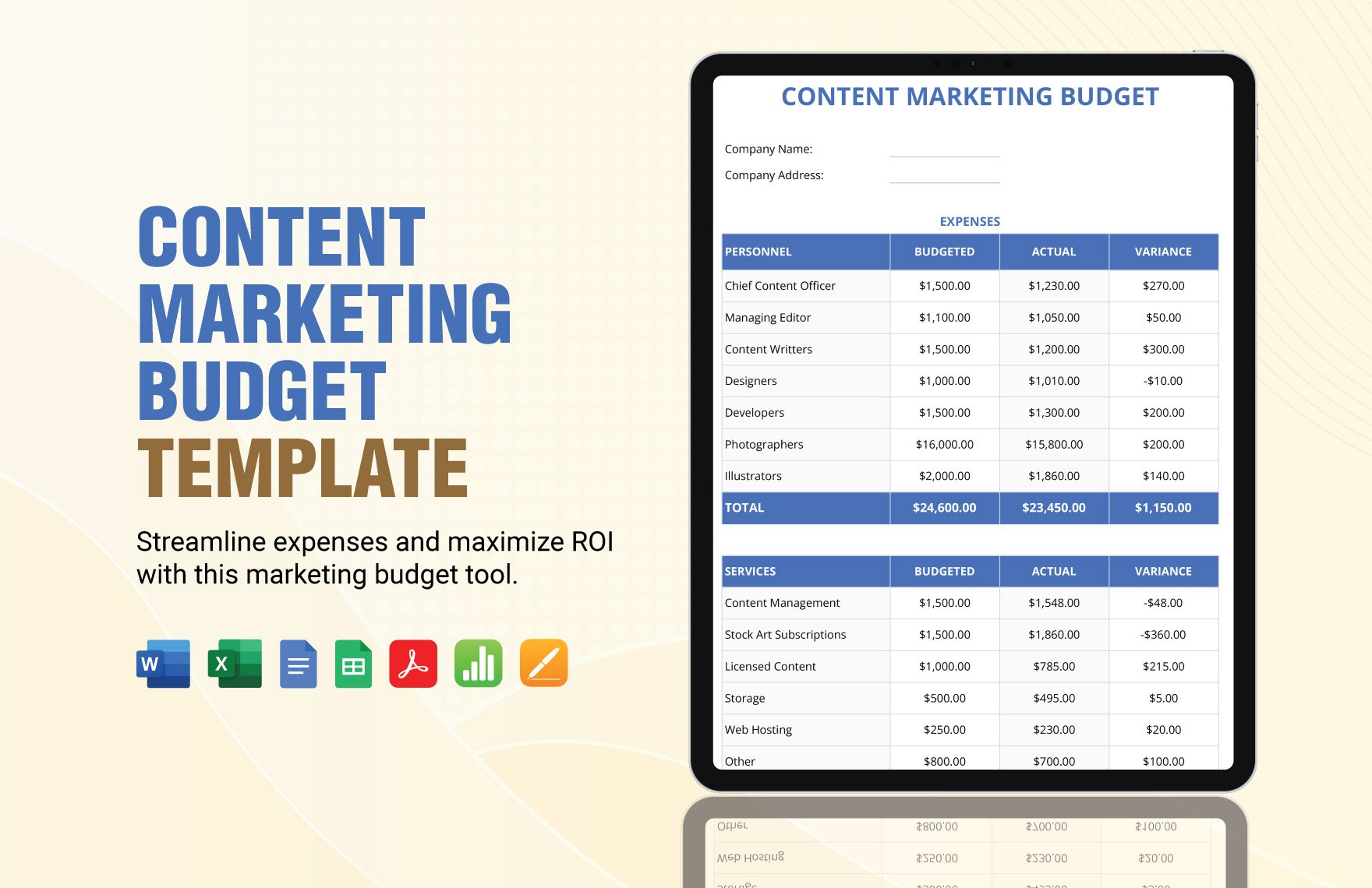 Content Marketing Budget Template in Word, Google Docs, Excel, PDF, Google Sheets, Apple Pages, Apple Numbers
