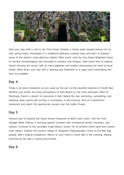Free Bali Trip Itinerary Template to Edit Online