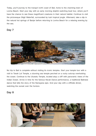 Free Bali Trip Itinerary Template to Edit Online