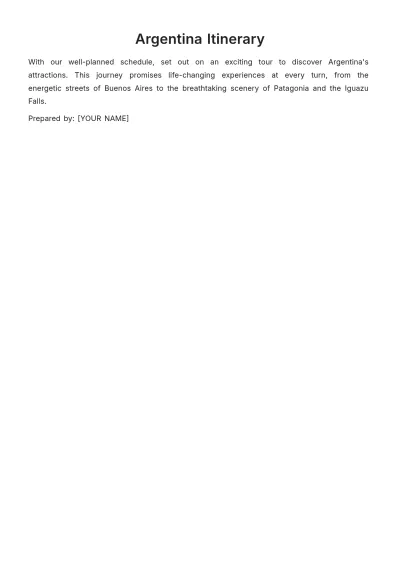 Free Argentina Itinerary Template to Edit Online