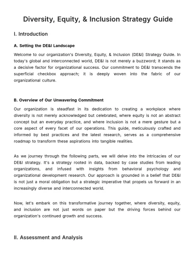 Free Diversity, Equity, & Inclusion Strategy Guide HR Template to Edit Online