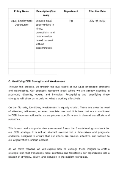 Free Diversity, Equity, & Inclusion Strategy Guide HR Template to Edit Online