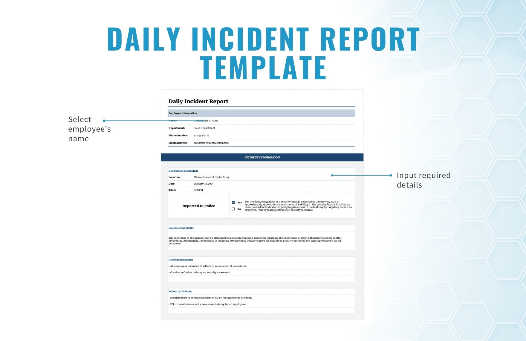 Daily Incident Report Template
