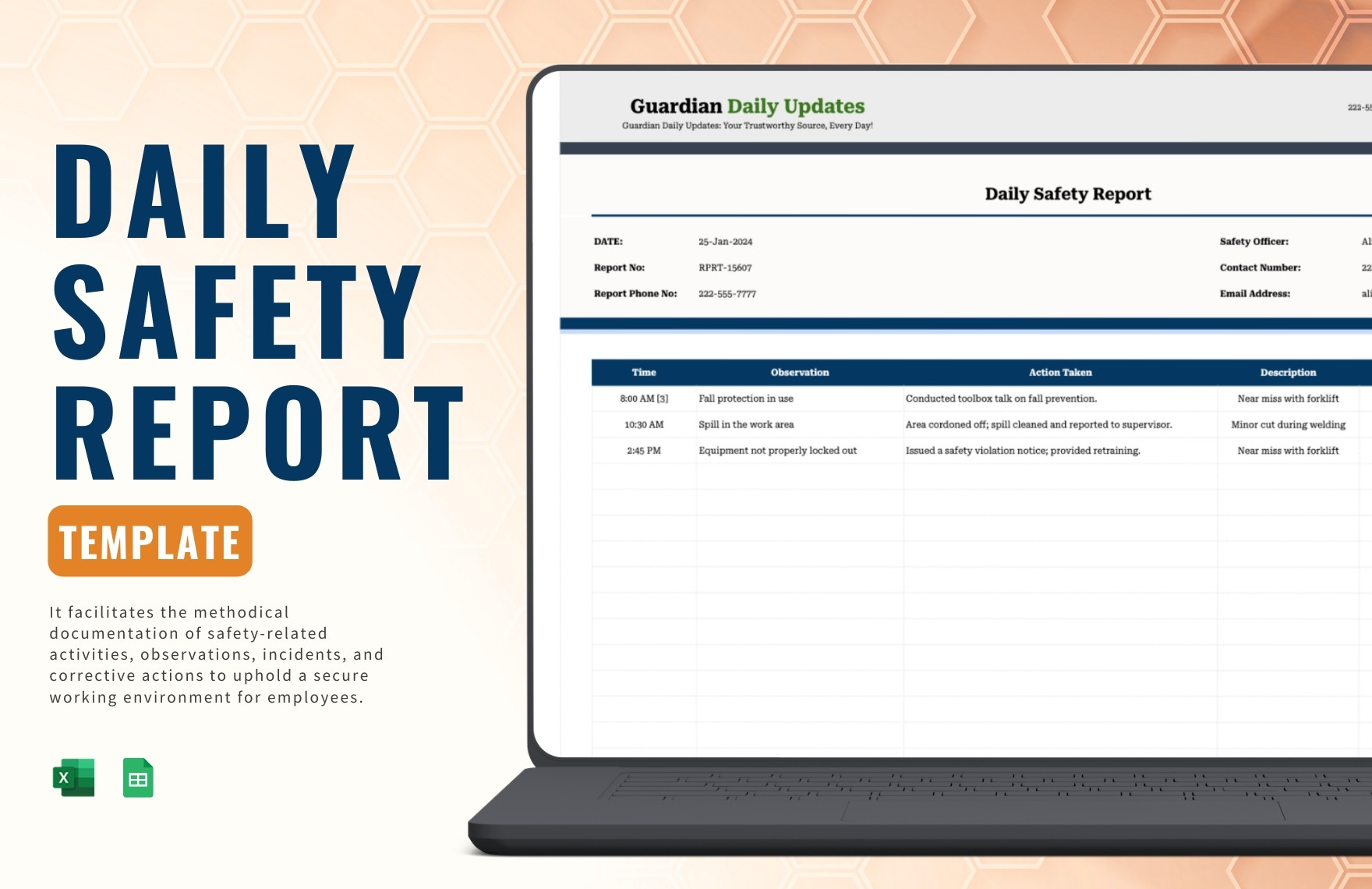 Daily Safety Report Template In Word Pages PDF Google Docs 