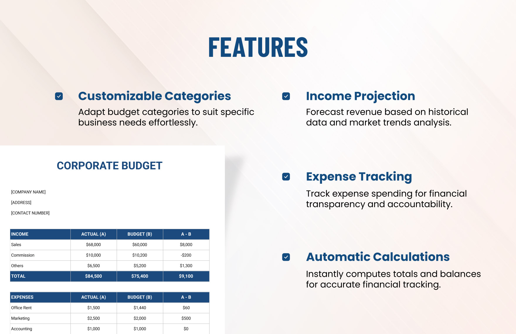 Simple Corporate Budget Template