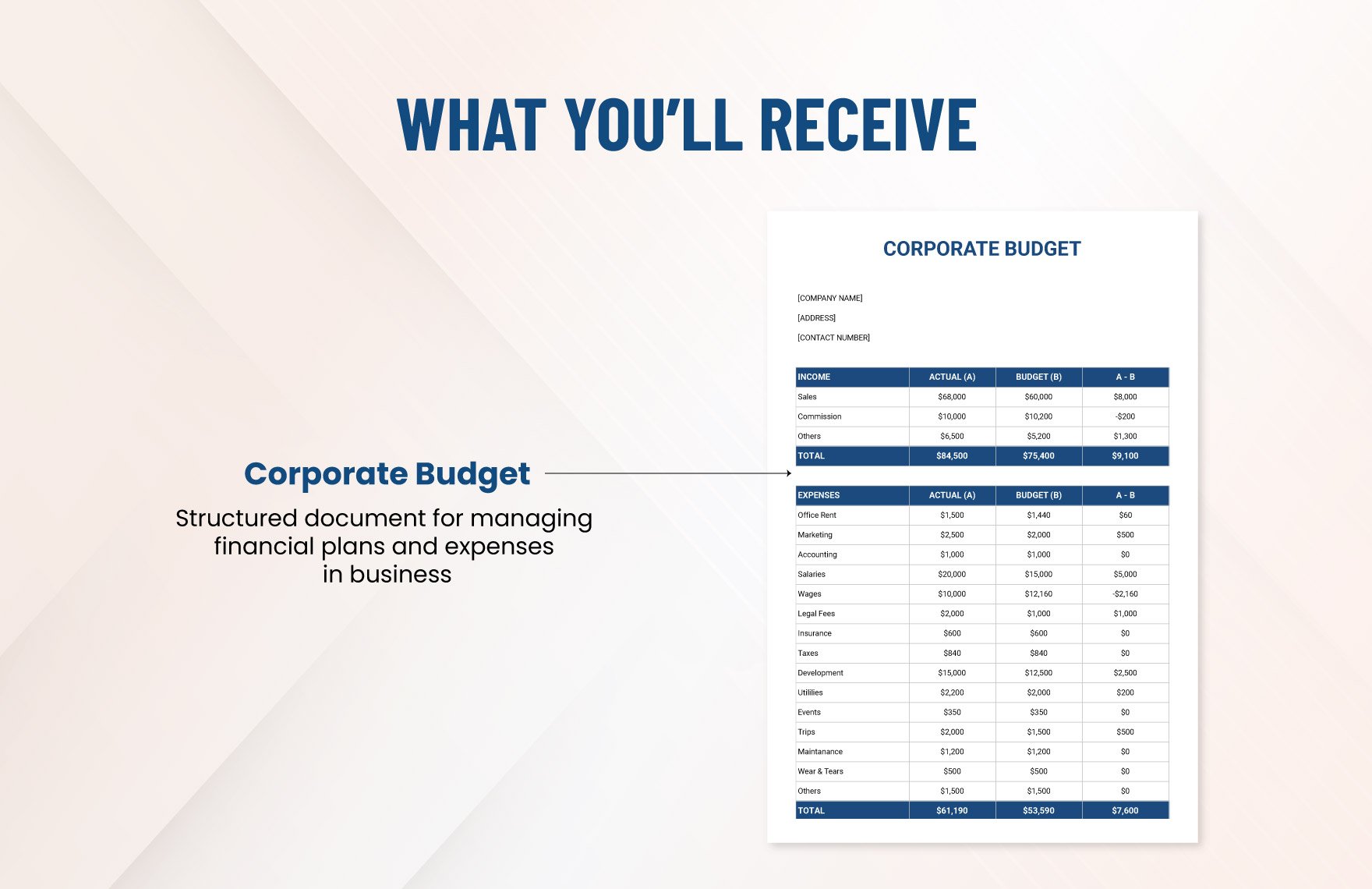 Simple Corporate Budget Template