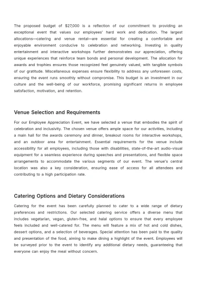 Free Employee Appreciation Event Proposal HR Template to Edit Online