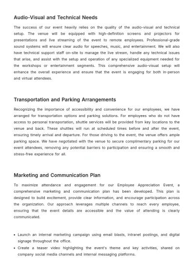 Free Employee Appreciation Event Proposal HR Template to Edit Online