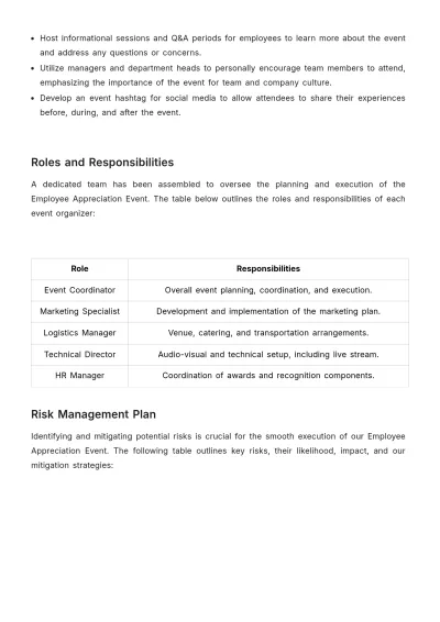 Free Employee Appreciation Event Proposal HR Template to Edit Online