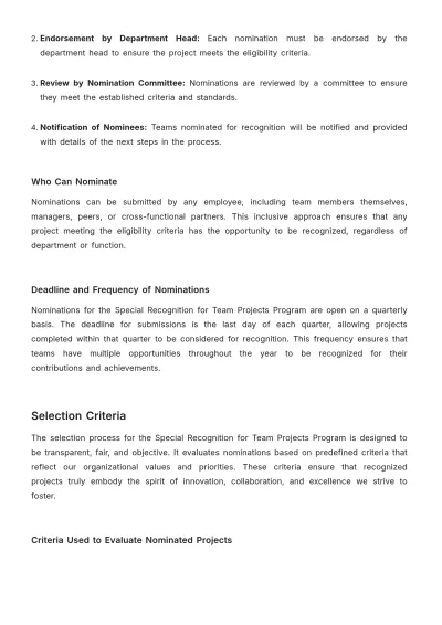 Free Special Recognition for Team Projects Manual HR Template to Edit Online