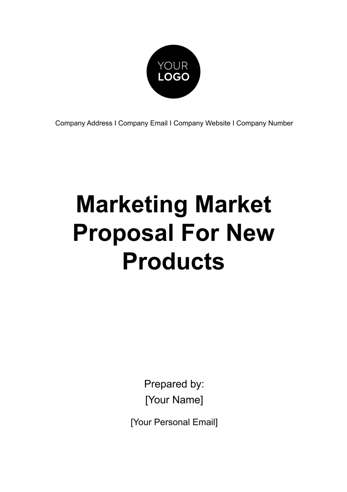 Marketing Market Proposal for New Products Template