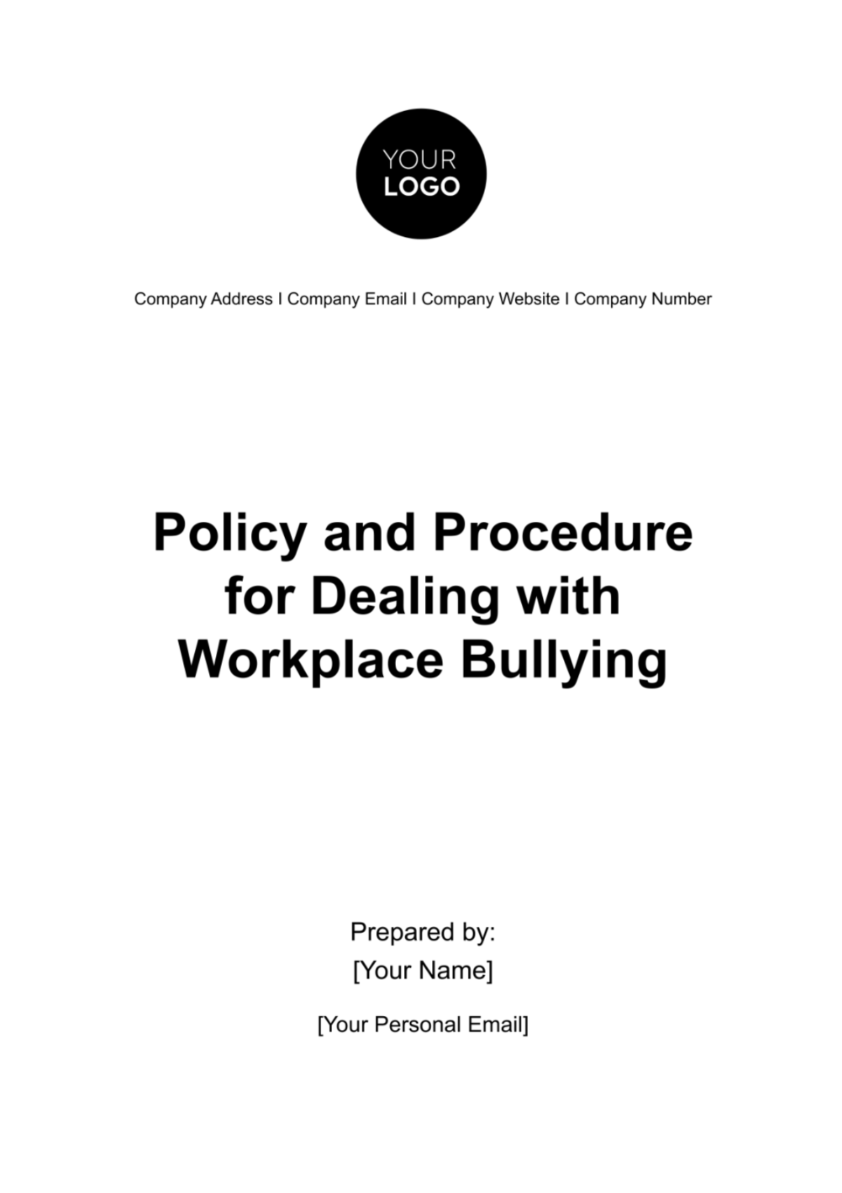 Policy and Procedure for Dealing with Workplace Bullying HR Template - Edit Online & Download