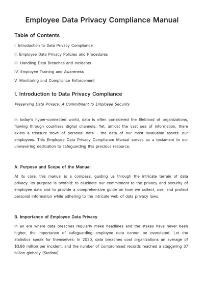 Free Employee Data Privacy Compliance Manual HR Template to Edit Online