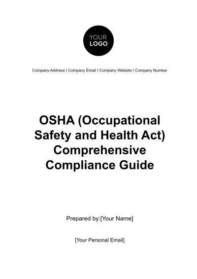 Free OSHA (Occupational Safety and Health Act) Comprehensive Compliance Guide HR Template to Edit Online