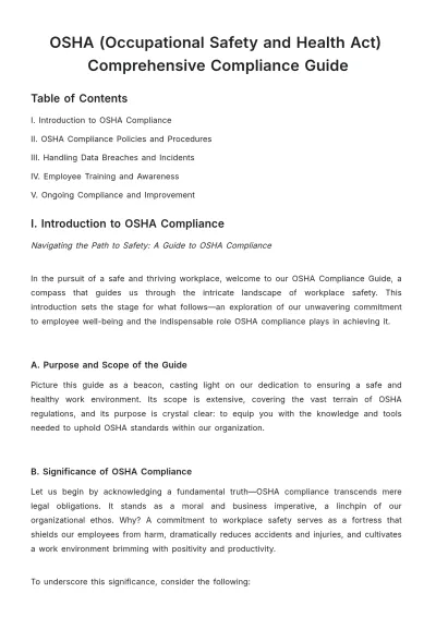 Free OSHA (Occupational Safety and Health Act) Comprehensive Compliance Guide HR Template to Edit Online