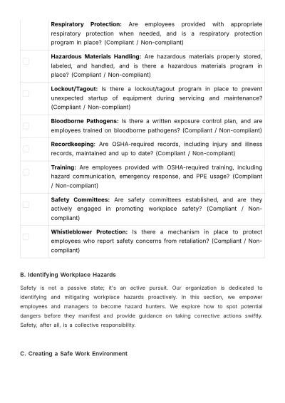 Free OSHA (Occupational Safety and Health Act) Comprehensive Compliance Guide HR Template to Edit Online