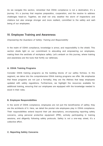 Free OSHA (Occupational Safety and Health Act) Comprehensive Compliance Guide HR Template to Edit Online