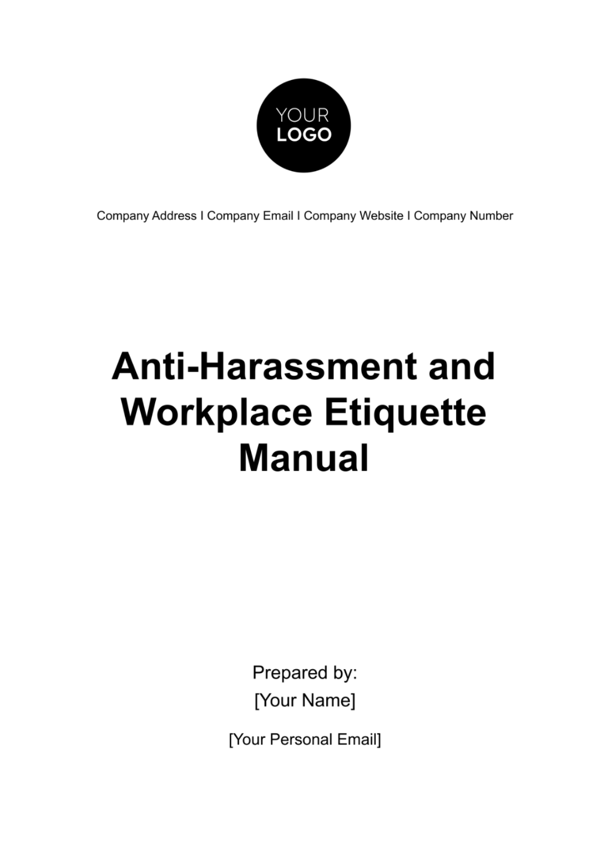 Anti-Harassment and Workplace Etiquette Manual HR Template