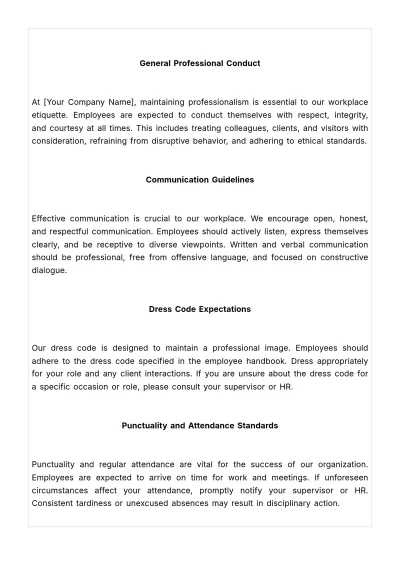 Free Anti-Harassment and Workplace Etiquette Manual HR Template to Edit Online